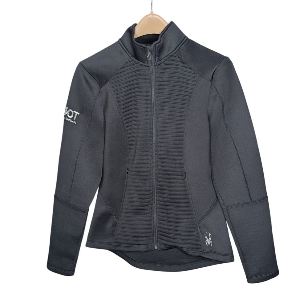 Spyder Black Zip Performance Jacket Women's M Ribbed Stretch Athletic Ski S16522